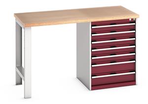 41003496.** Bott Cubio Pedestal Bench with MPX Top & 7 Drawers - 1500mm Wide  x 750mm Deep x 940mm High. Workbench consists of the following components...